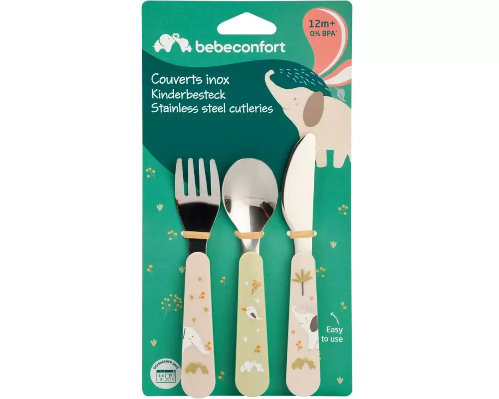 Bebeconfort Metallbesteck-Set Little Buddies mehrfarbig