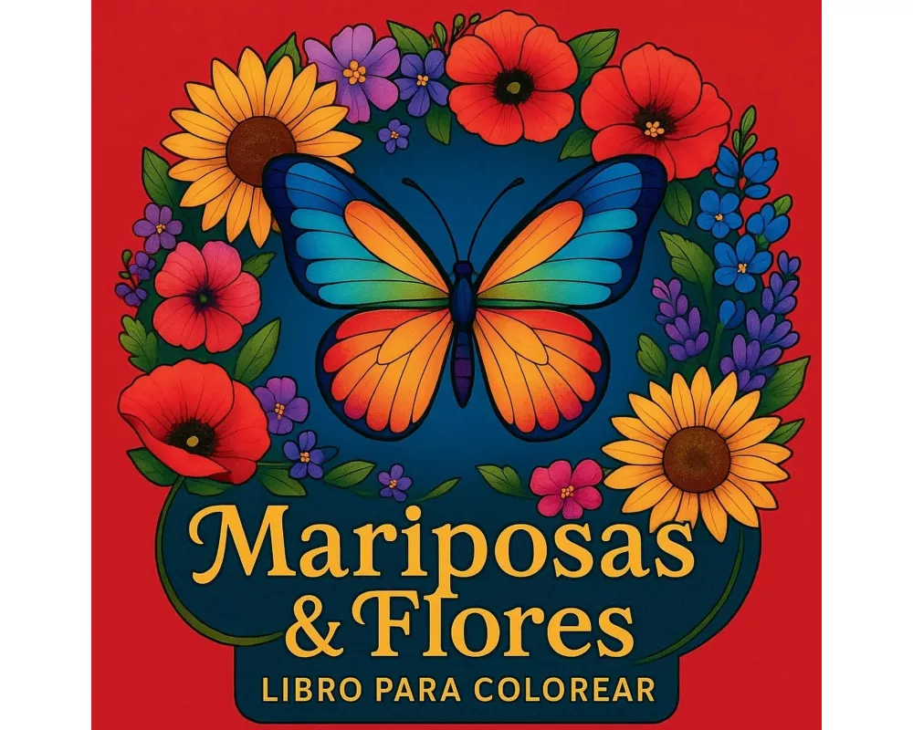 Mariposas y flores - Libro para colorear