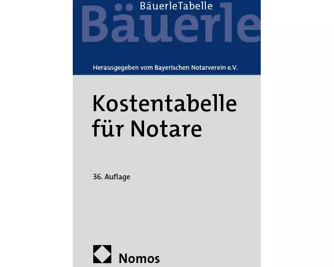 Kostentabelle für Notare