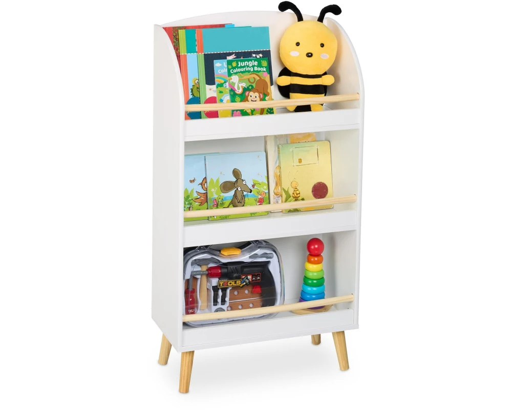 relaxdays Bücherregal für Kinder Weiss; Hellbraun