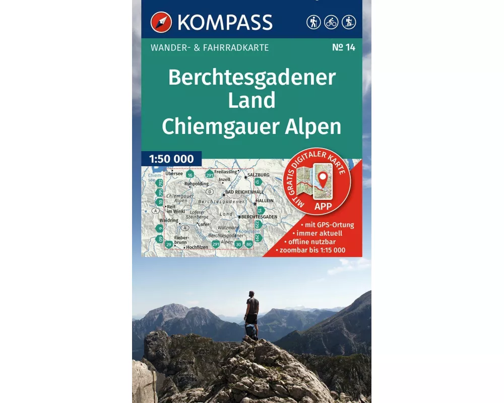 KOMPASS Wanderkarte 14 Berchtesgadener Land, Chiemgauer Alpen 1:50.000