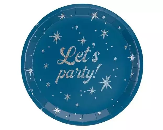 Partydeco Teller Let's party! 23 cm Marineblau