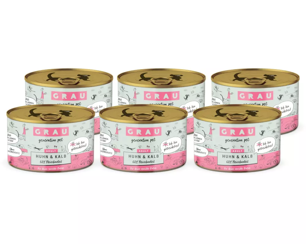 Grau Nassfutter Huhn & Kalb, 6 x 200 g