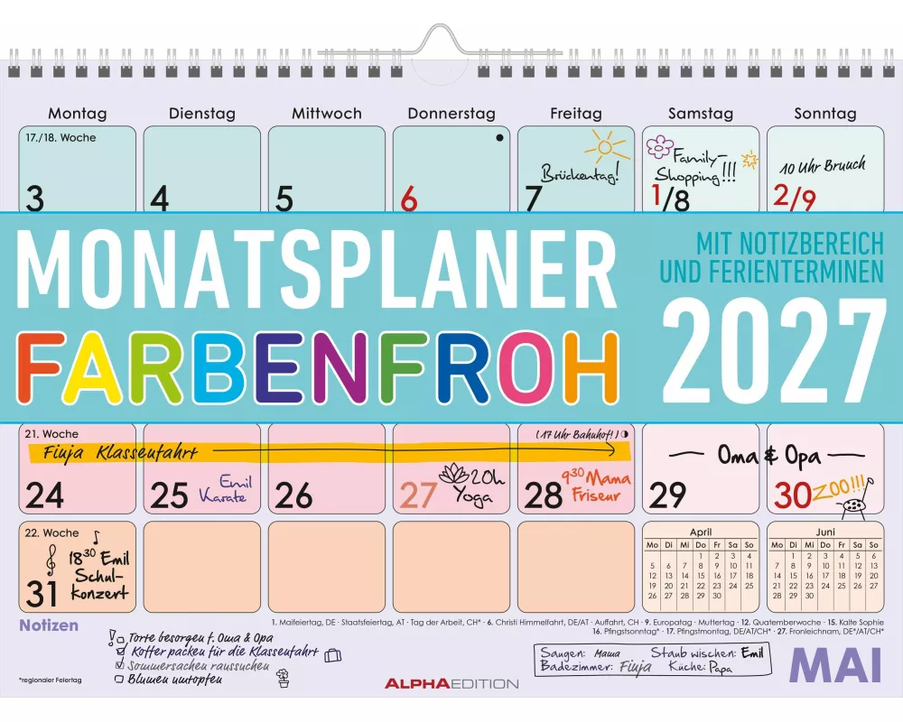 Monatsplaner 1M/1S Farbenfroh 2027
