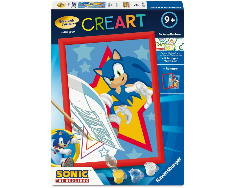 CreArt, Malen nach Zahlen Kinder Sonic the Hedgehog - Rasender Sonic