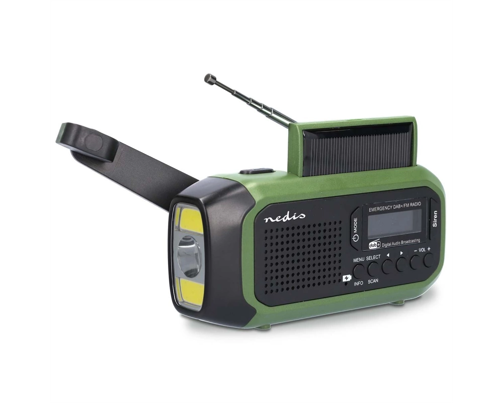 Nedis Notfallradio DAB+/FM Grün/Schwarz, Solar Powered