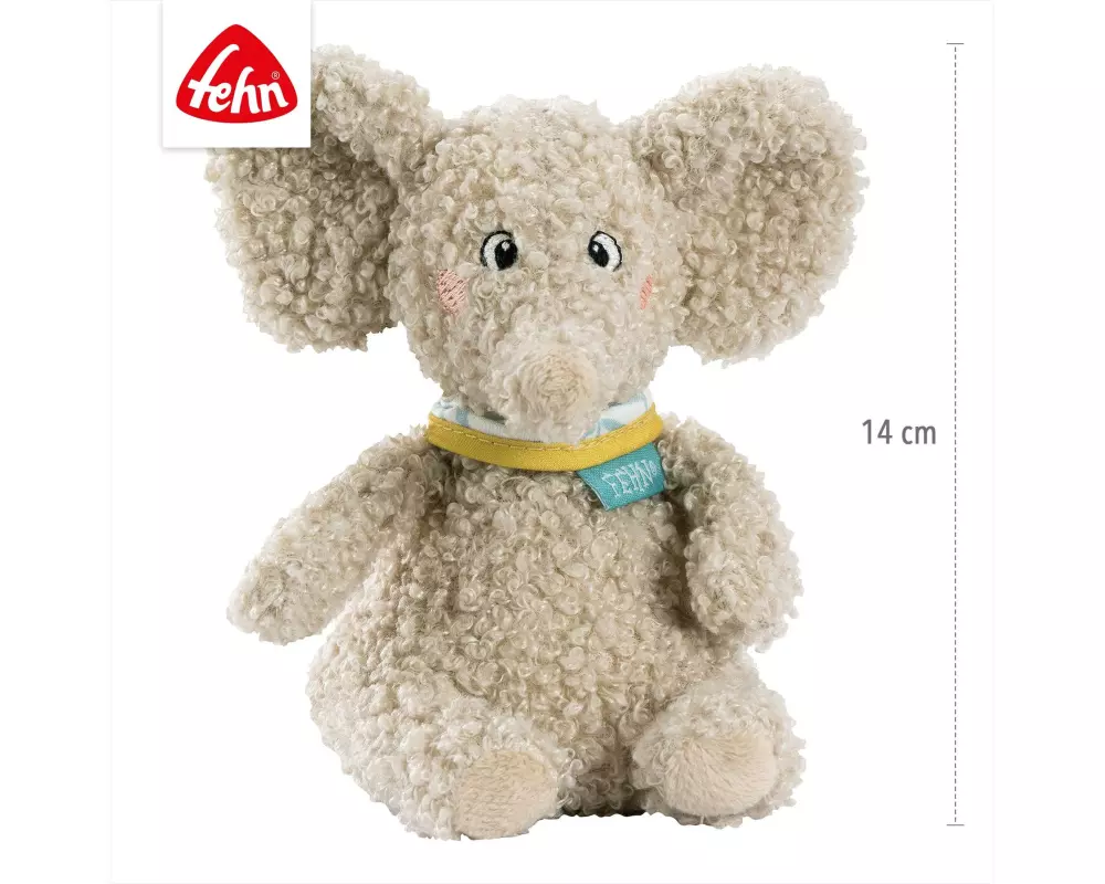 fehn Kuscheltier Bean Bag Elefant Plüsch / Velours, Beige, 14 cm