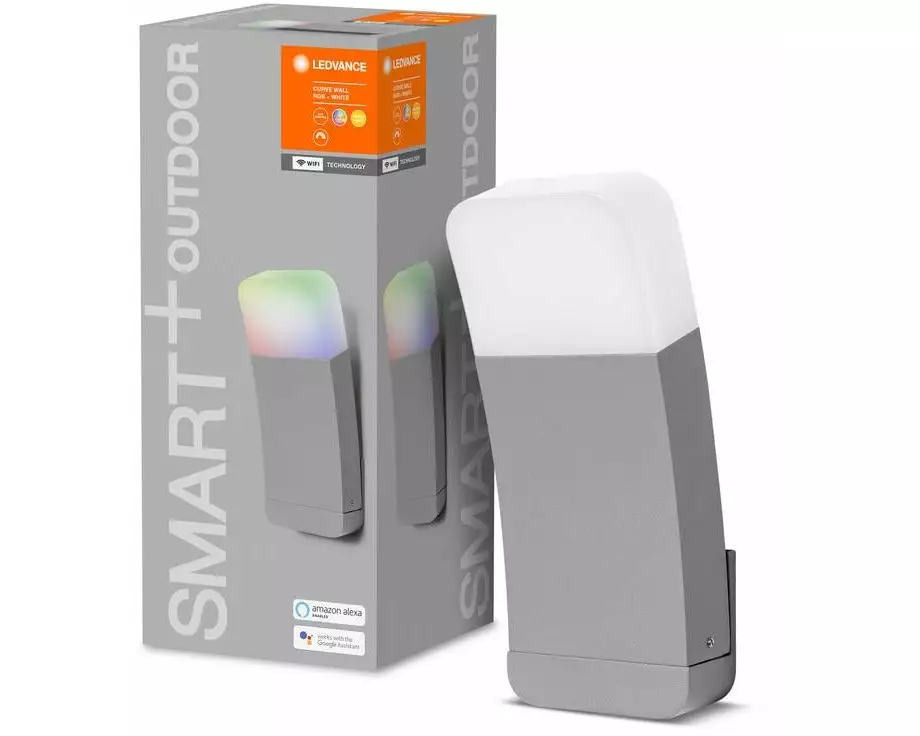 Ledvance Gartenleuchte SMART+ Curve Down, 9 W, 3000 K, Silber, RGBW