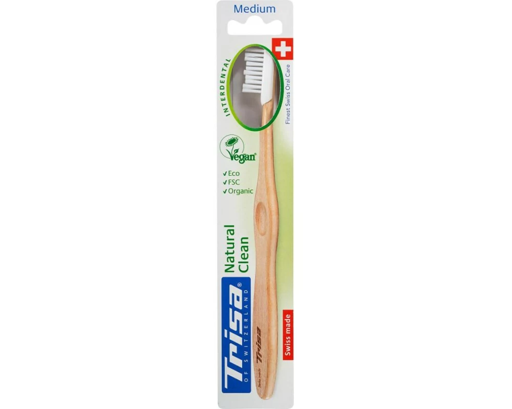 Trisa Handzahnbürste Natural Clean Medium assortiert