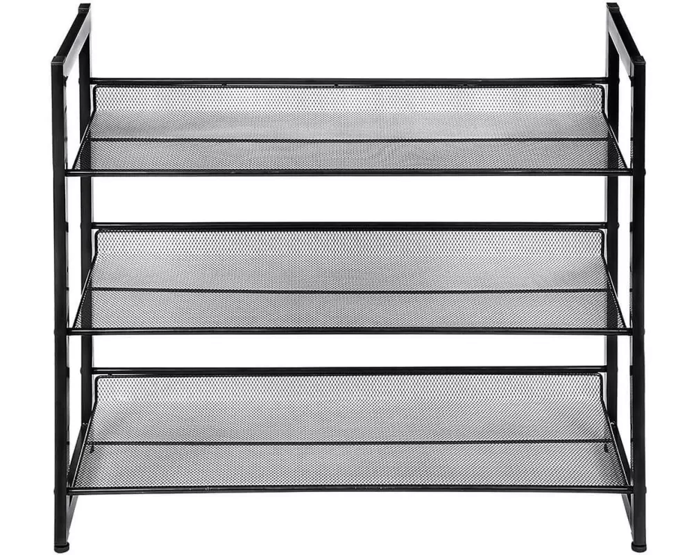 Songmics Schuhregal mit 3 Ablagen 30.5 x 61.5 cm, Schwarz