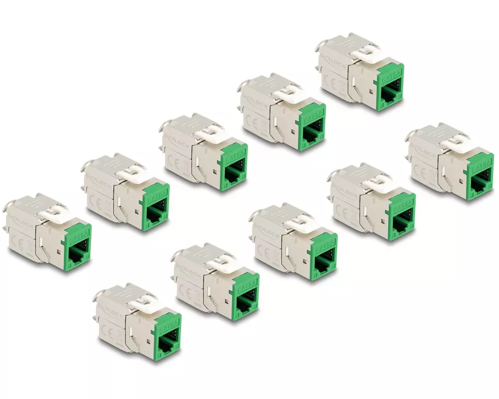 Delock Keystone-Modul RJ45 zu LSA Cat.6A Grün, 10 Stück