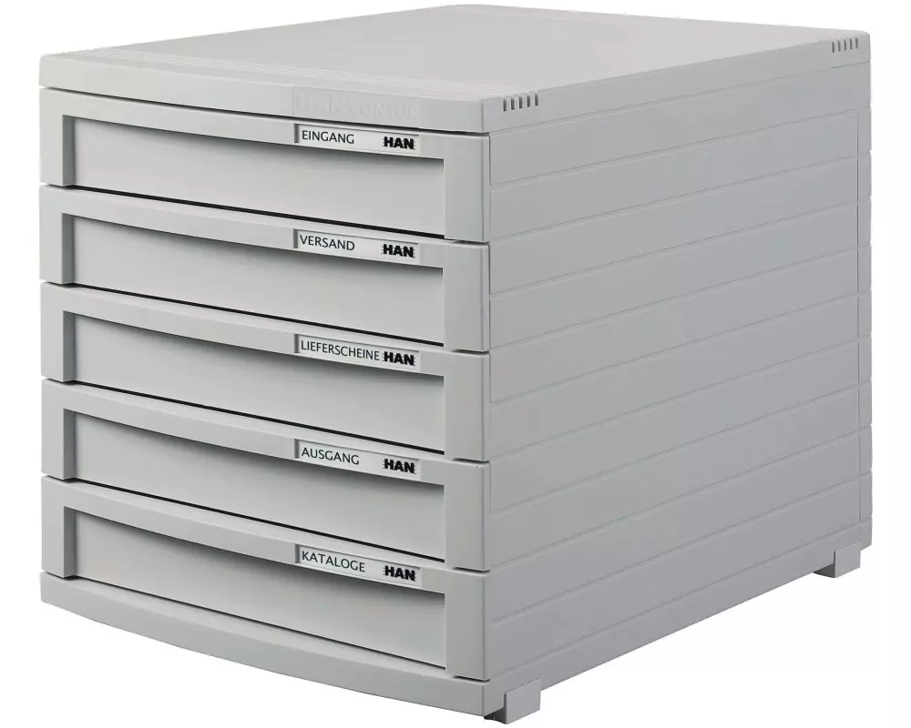 HAN Schubladenbox CONTUR A4 5 Schubladen, geschlossen, Grau