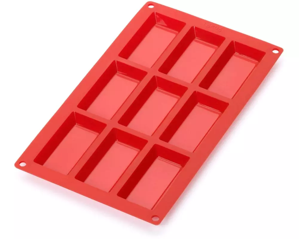 Lékué Financierbackform Silikon, Rot, 9 Mulden