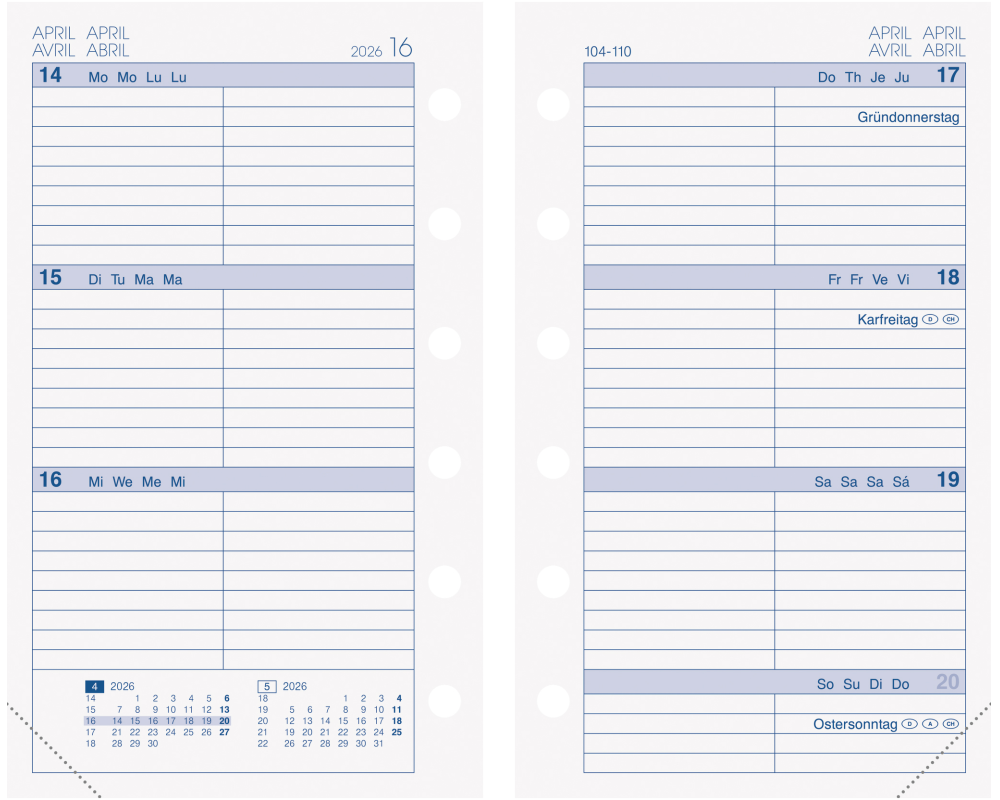 BRUNNEN Timer Mini+ 2026 1072700006 1W/2S ML 7.6x12.7cm