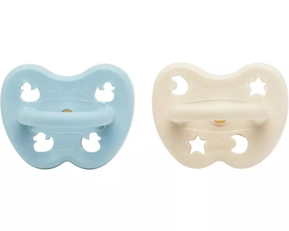 HEVEA Nuggi Round 2 Stk. Baby Blue/Milky White 0+ Monate