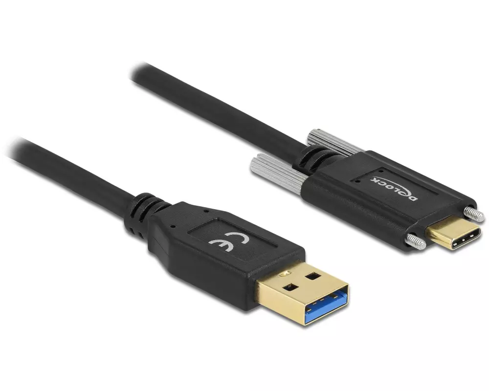 Delock USB 3.1-Kabel Schraube seitlich USB-A - USB-C 1.5 m