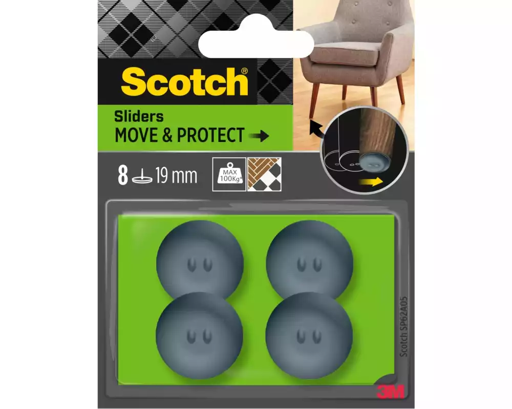 3M Stuhlbeingleiter Move & Protect, Ø 19 mm, Grau