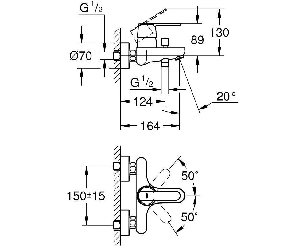 GROHE Get Wannenarmatur AP Aufputz-Mischer, Chrom
