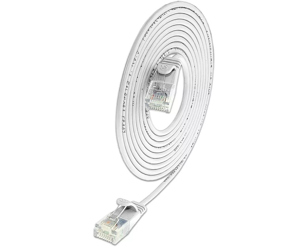 SLIM Slimpatchkabel RJ-45 - RJ-45, Cat 6A, U/UTP, 1 m, Weiss