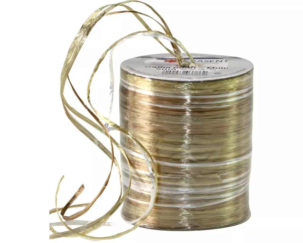 Pattberg Geschenkband Raffia Pearl 50 m, Gold/Braun