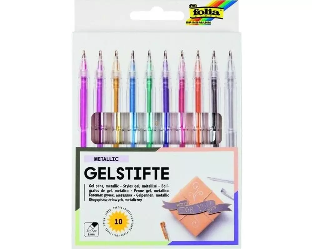 Folia Gelschreiber Black Style Metallic 10 Stifte