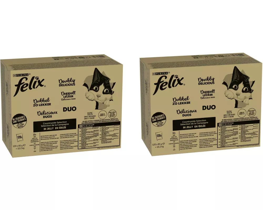Felix Nassfutter AGAIL Doppelt lecker Fleisch, 2 x 120 x 85 g