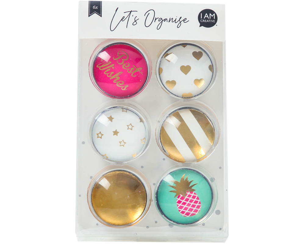 I AM CREATIVE Magnet Sommer Let`s Organize MAA4035.51 Glas, 3x1cm 6 Stück
