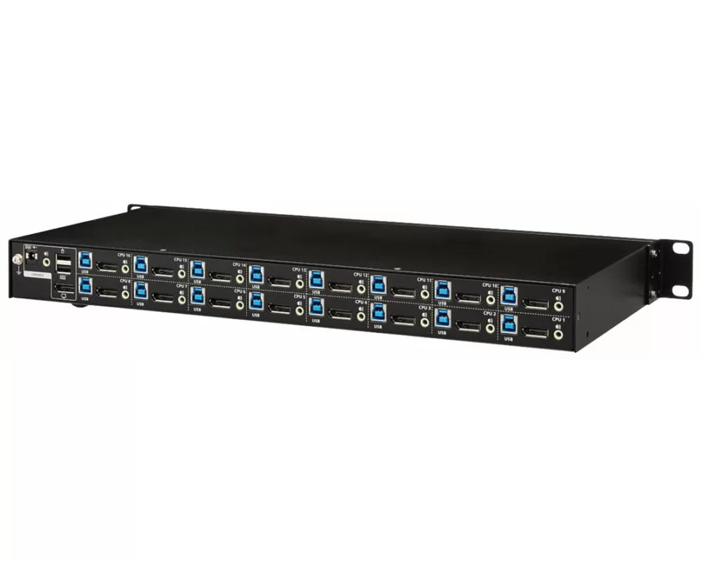 EATON TRIPPLITE 16-Port, DisplayPort/USB, KVM, Switch, with, Audio/Video, and, USB, Peripheral, Sharing, 4K, 60, Hz, 1U, Rack-Mount