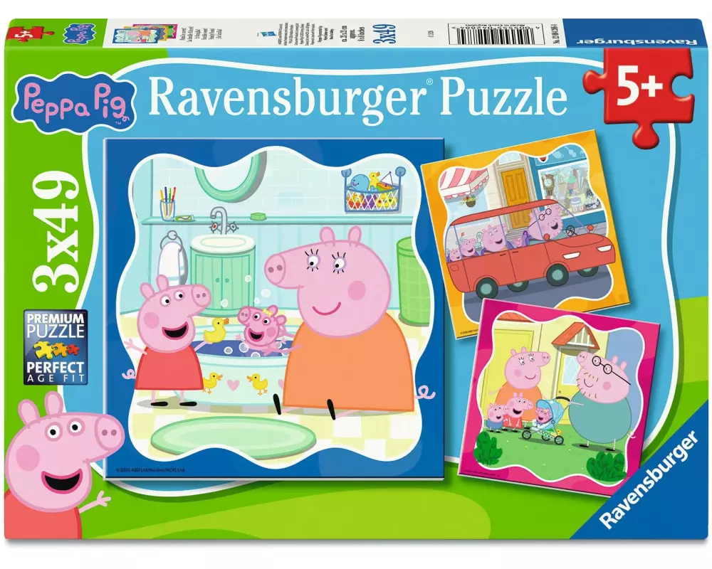 Ravensburger Kinderpuzzle Peppa Pig 3 x 49 Teile 21 x 21 cm ab 5 Jahren
