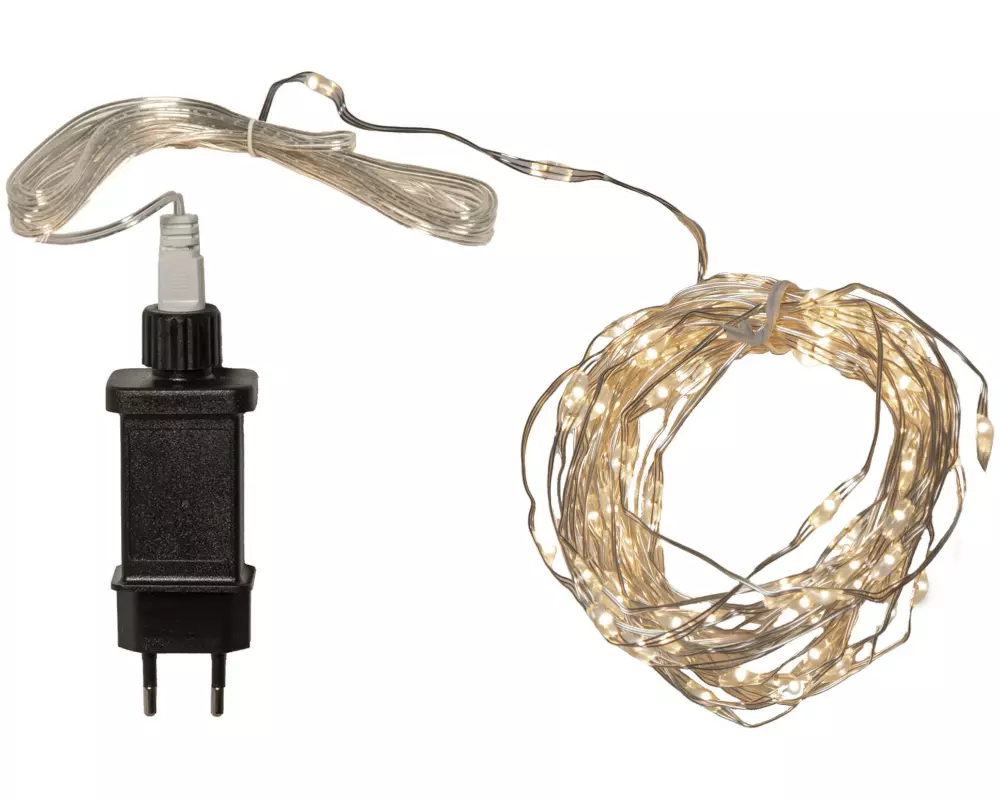 Star Trading Lichterkette Dew Drop IP20, Warmweiss, 100 LED