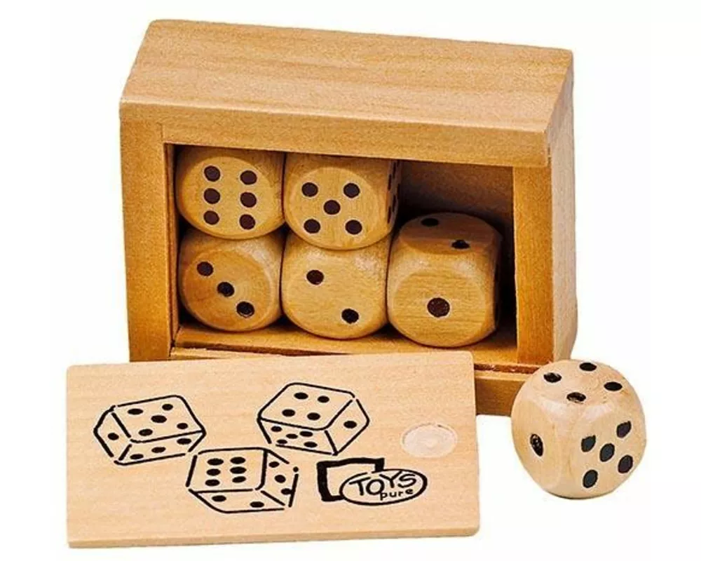 Würfelkasten 6 Holzwürfel