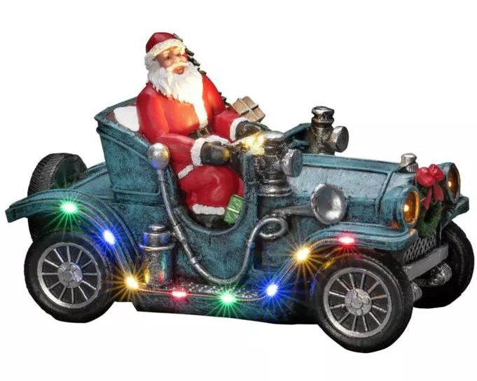 Konstsmide LED-Figur Weihnachtsmann im Auto, 16 cm
