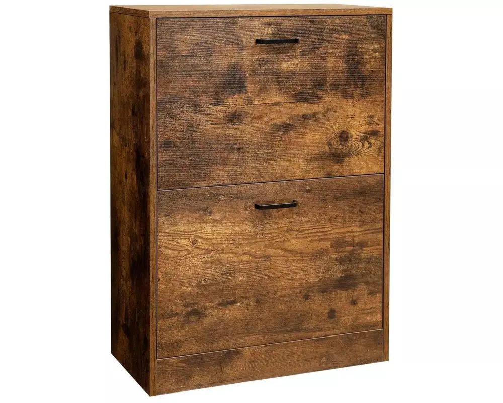 VASAGLE Schuhschrank mit 2 Klappen 60 x 83.5 cm, Braun