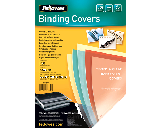 FELLOWES Deckblatt 200mic A4 5377401 grau transp. 100 Stück