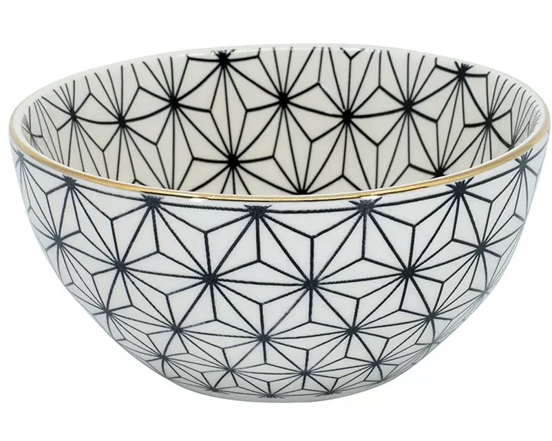 Kadastar Schale Metropolitan Polygon 15 cm, Schwarz/Weiss