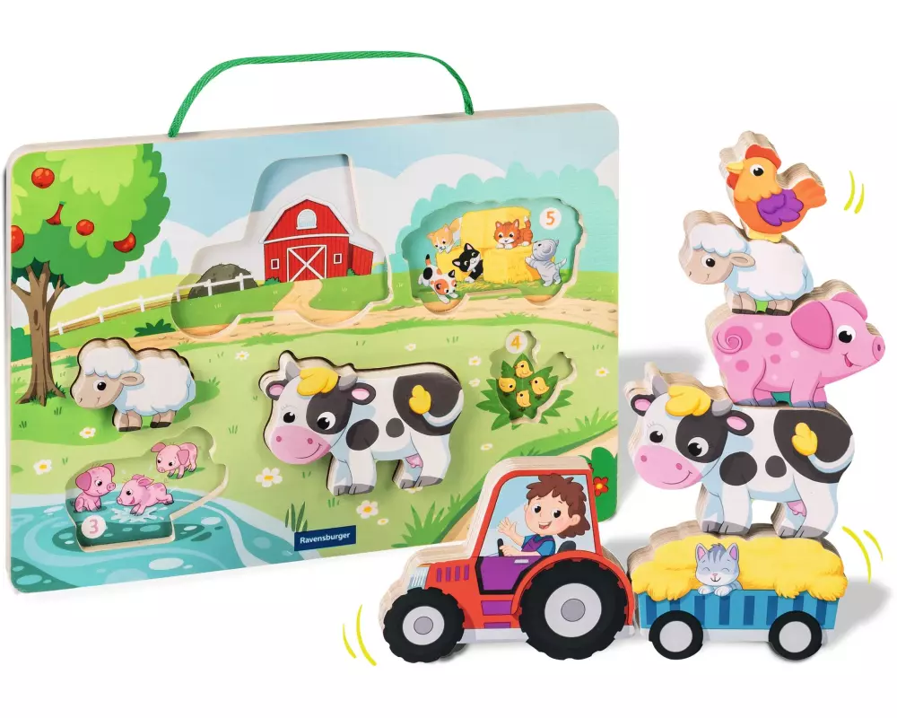 play+ Magnetisches Holz-Zähl-Puzzle: Bauernhof