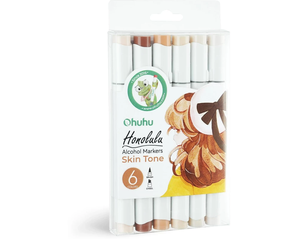 Ohuhu Permanent-Marker Honolulu 6 Stück, Hautfarben