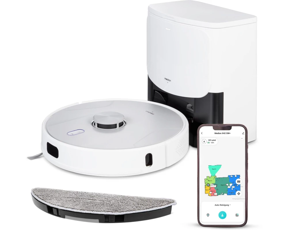Medion Saug- und Wischroboter X42 mit Absaugstation