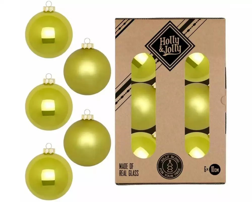 Holly & Jolly Weihnachtskugel Juicy Lime Ø 10 cm, 6 Stück