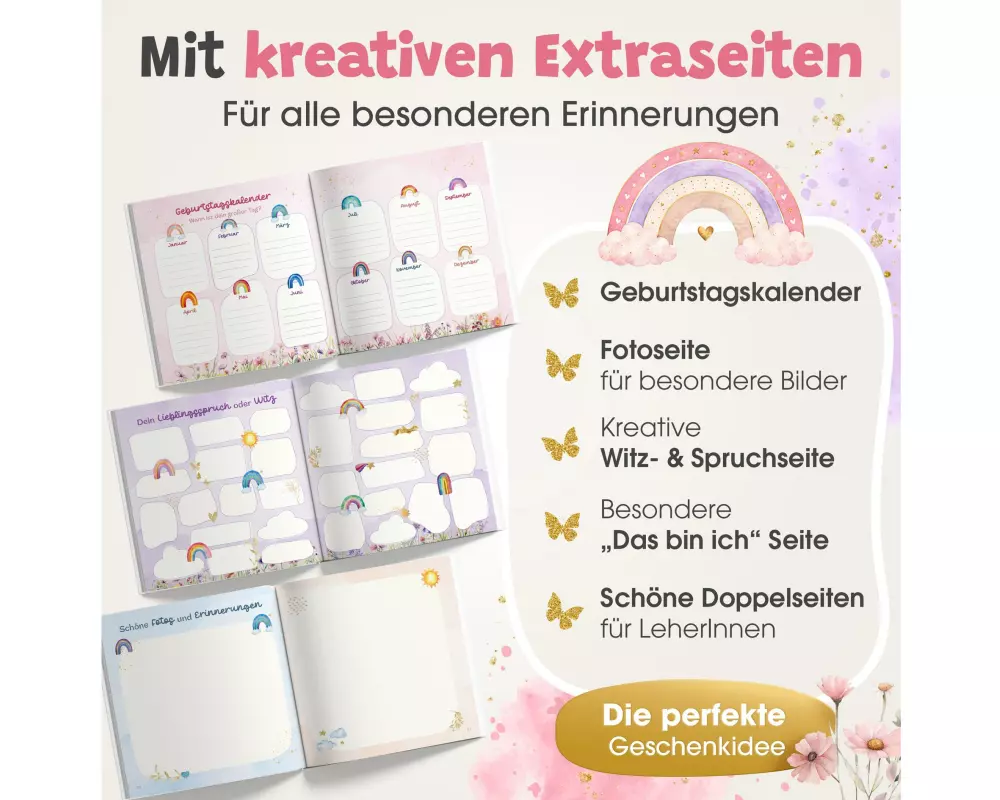 Eulentaler Schulfreundebuch Regenbogen, mit Goldprägung