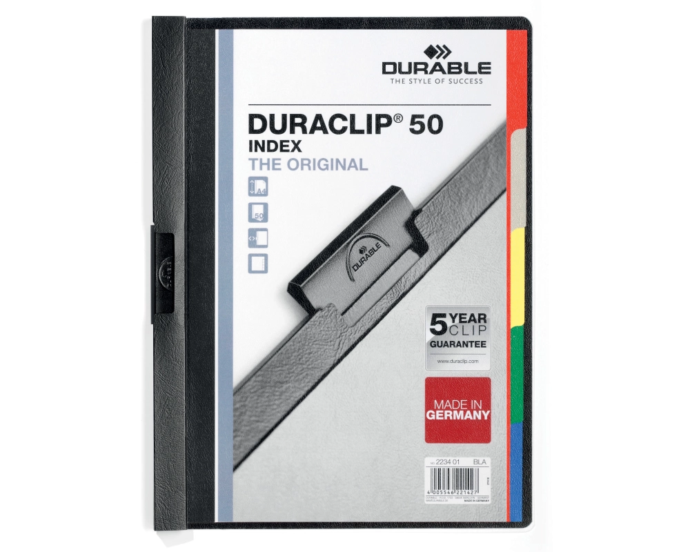DURABLE Klemmhefter Duraclip Index A4 223401 schwarz