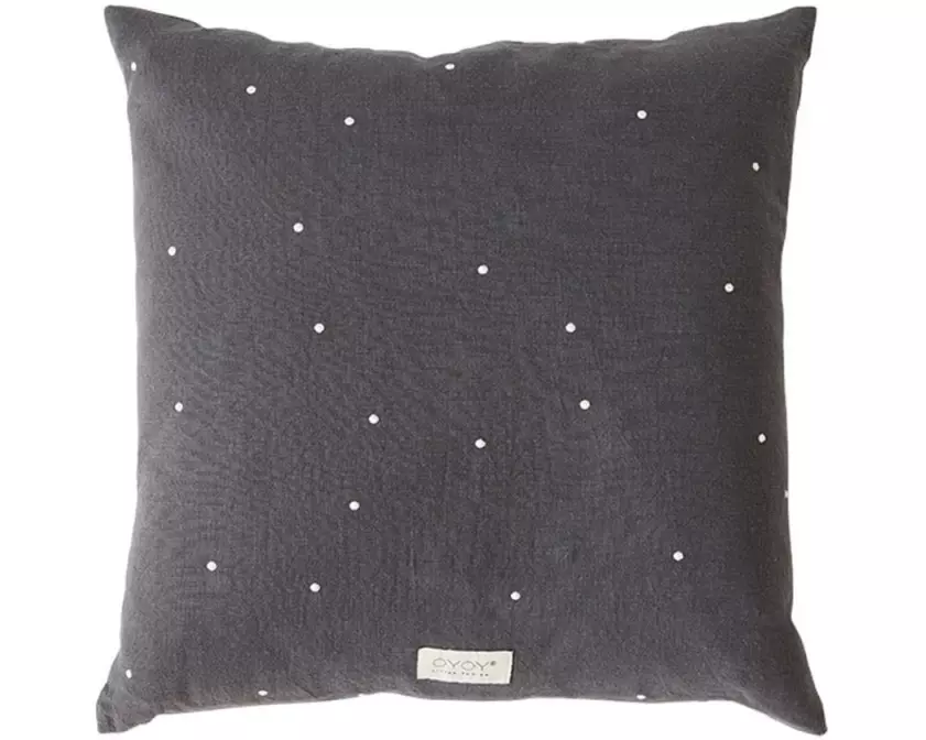 OYOY Kissen Kyoto Dot 50 cm x 50 cm, Anthrazit