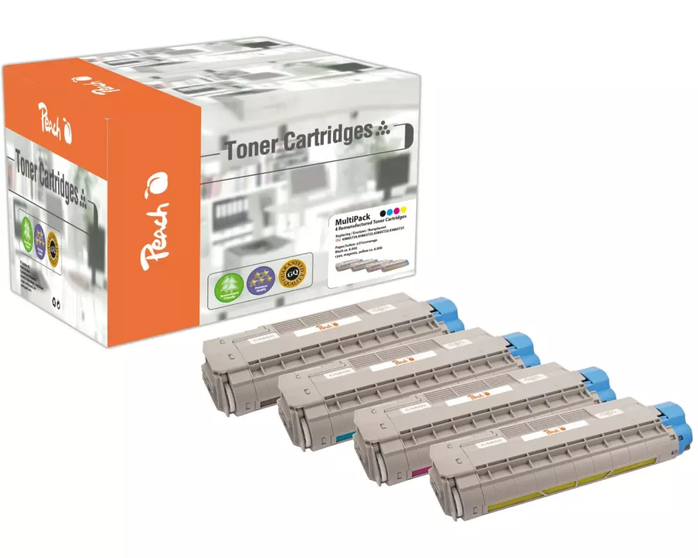 Peach Tonerset OKI C5850-Series BK, C, M, Y