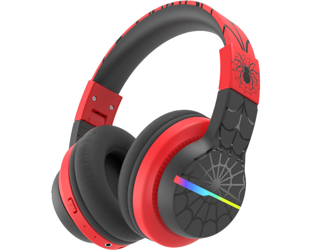 ICLEVER Headphones Kids BT LED C03-1702N-27 74/85/94 dB, 55h Black/Red