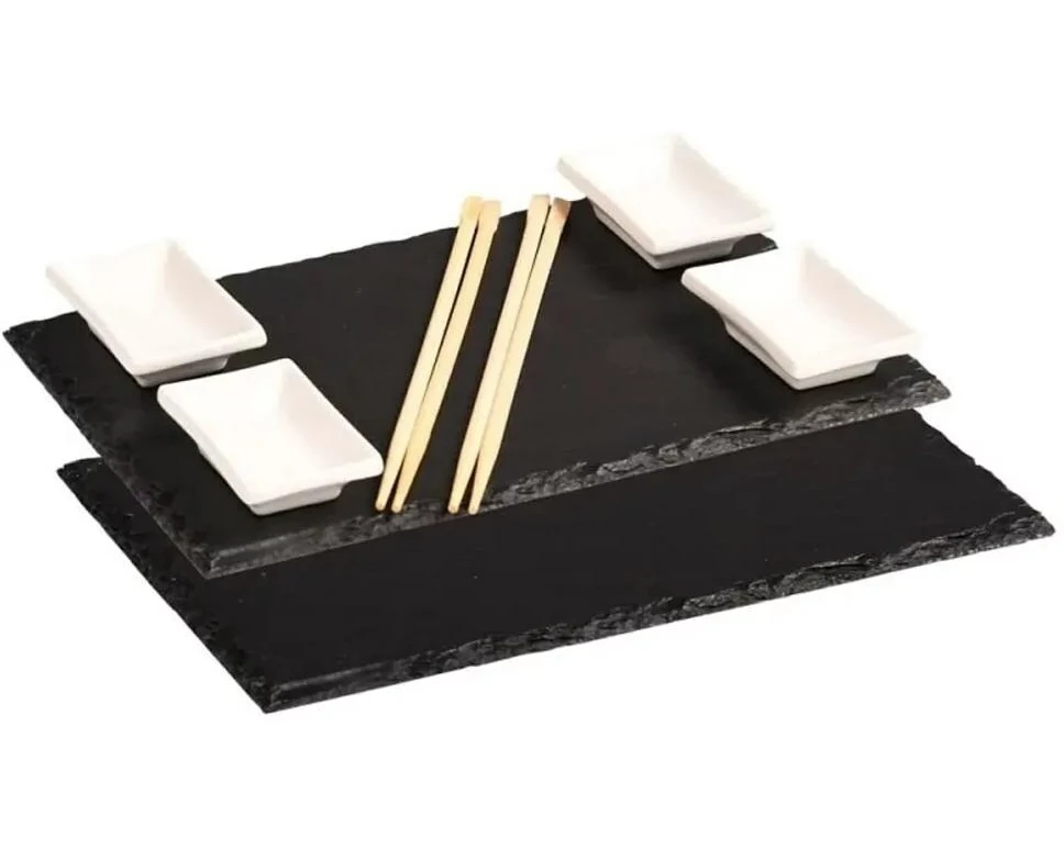 Kesper Sushi-Set Schiefer Bambus Porzellan 6-teilig