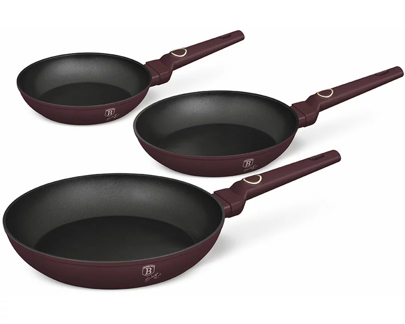 Berlinger Haus 3-teiliges Bratpfannen Set Ø 20/24/28 cm matt bordeaux Leonardo Collection