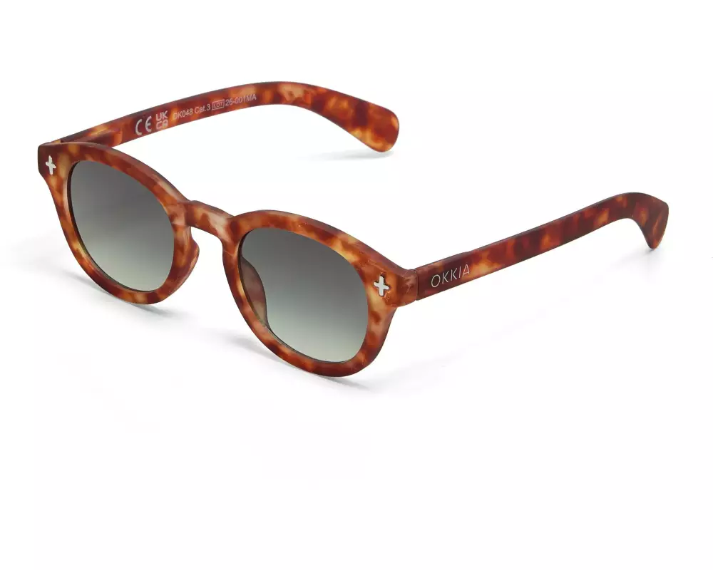OKKIA Sonnenbrille Milano Sahara Havana, Green Lens