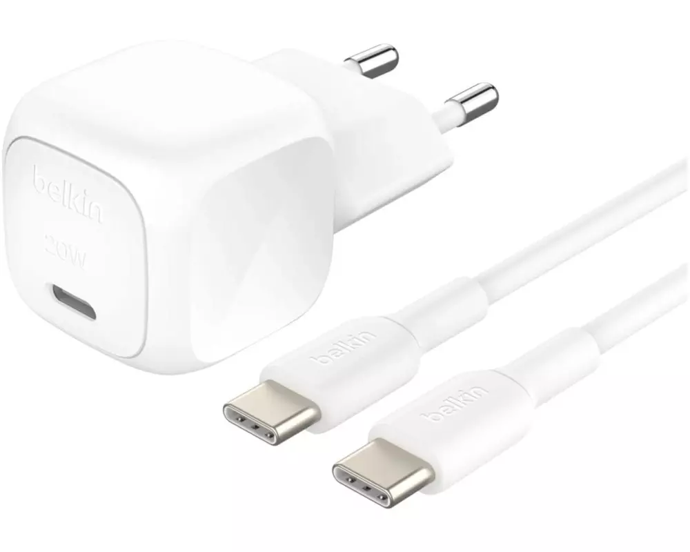 Belkin USB-Wandladegerät BoostCharge mit Kabel 20 W, Weiss