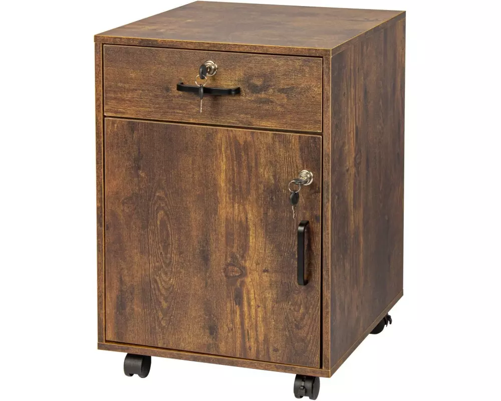 relaxdays Rollcontainer Holzwerkstoff MDF Braun Schwarz 57 x 40 x 40 cm
