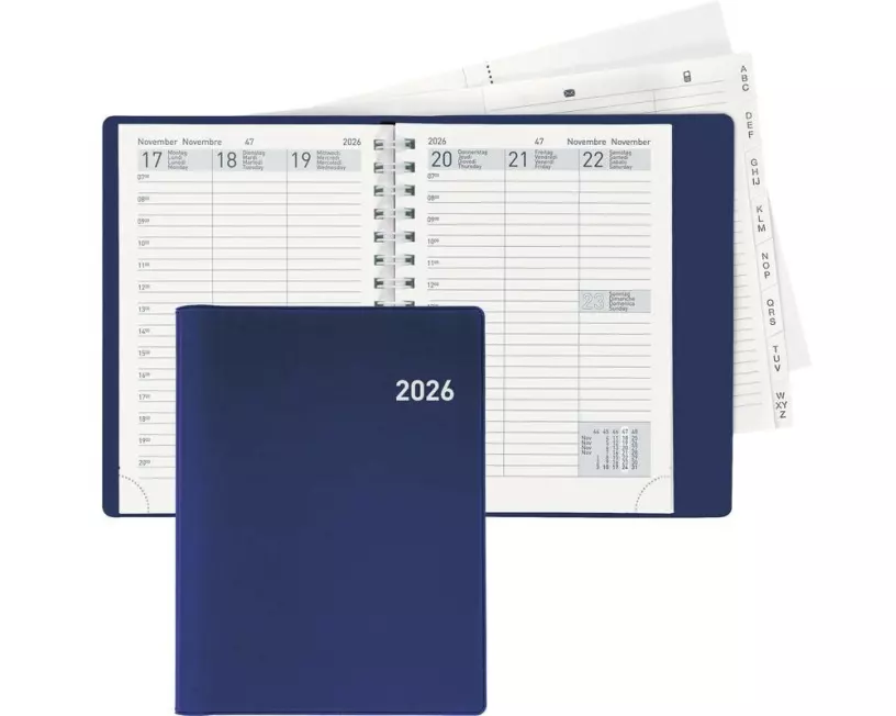 Biella Geschäftsagenda Rex Wire-O Blau, 10 x 14 cm